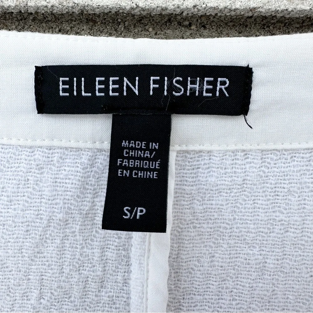 Eileen Fisher Organic Cotton Double Weave White Crinkle Jacket S Minimalist - Picture 4 of 11